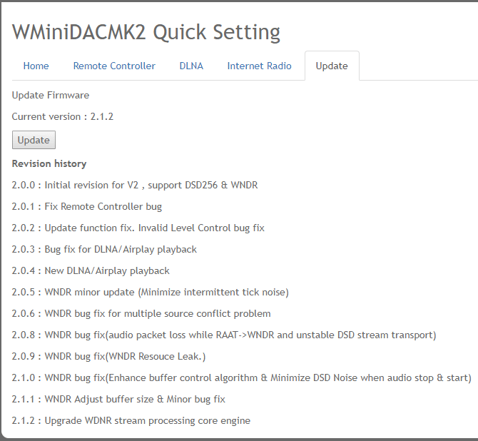 WMiniDACファームウェアアップデート V2.1.2 1